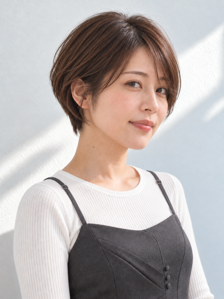 柔らかな毛流れのコンパクトショート