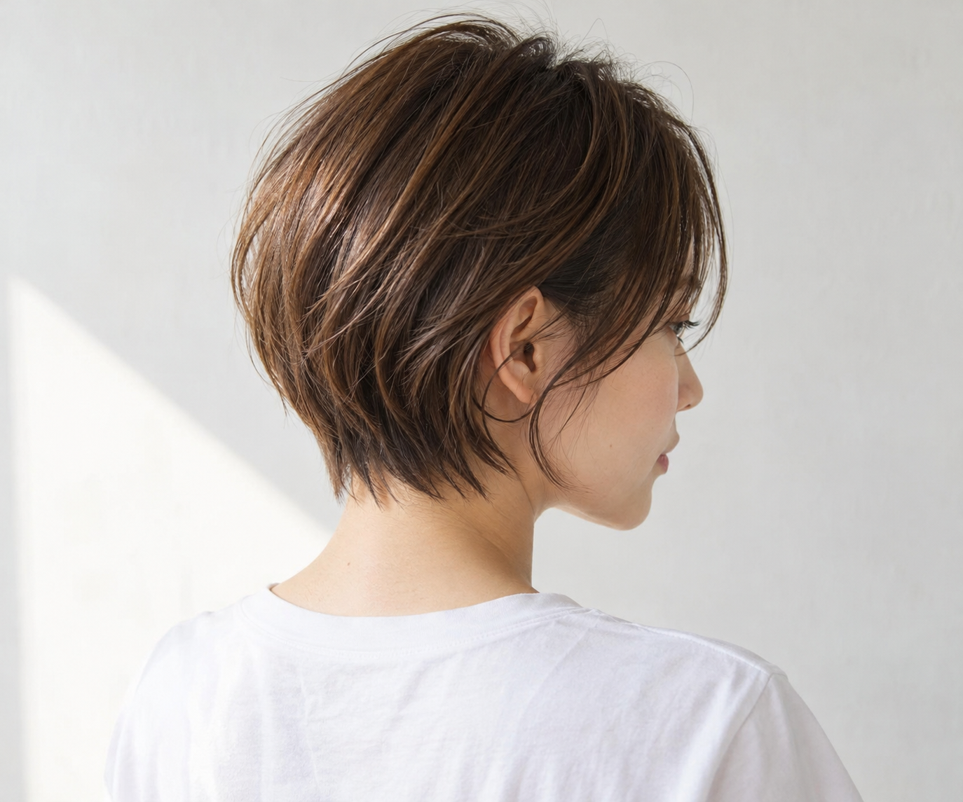 ショート長め襟足の毛流れを表した自然なイメージ