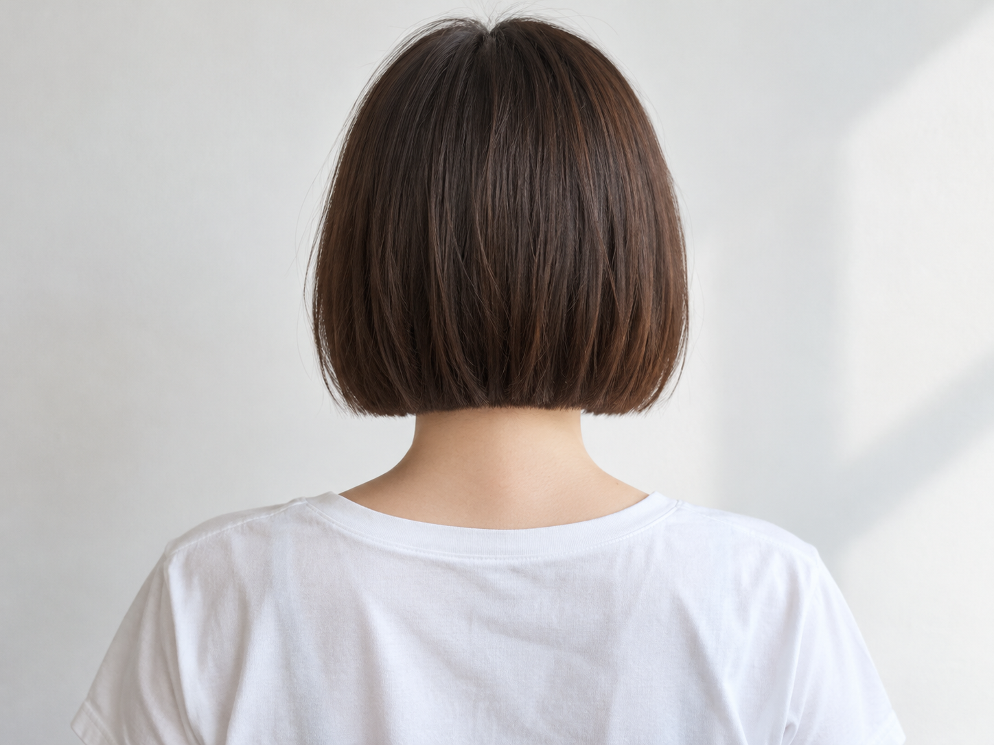 ボブ後ろのフラットな毛先ラインを表した自然なイメージ