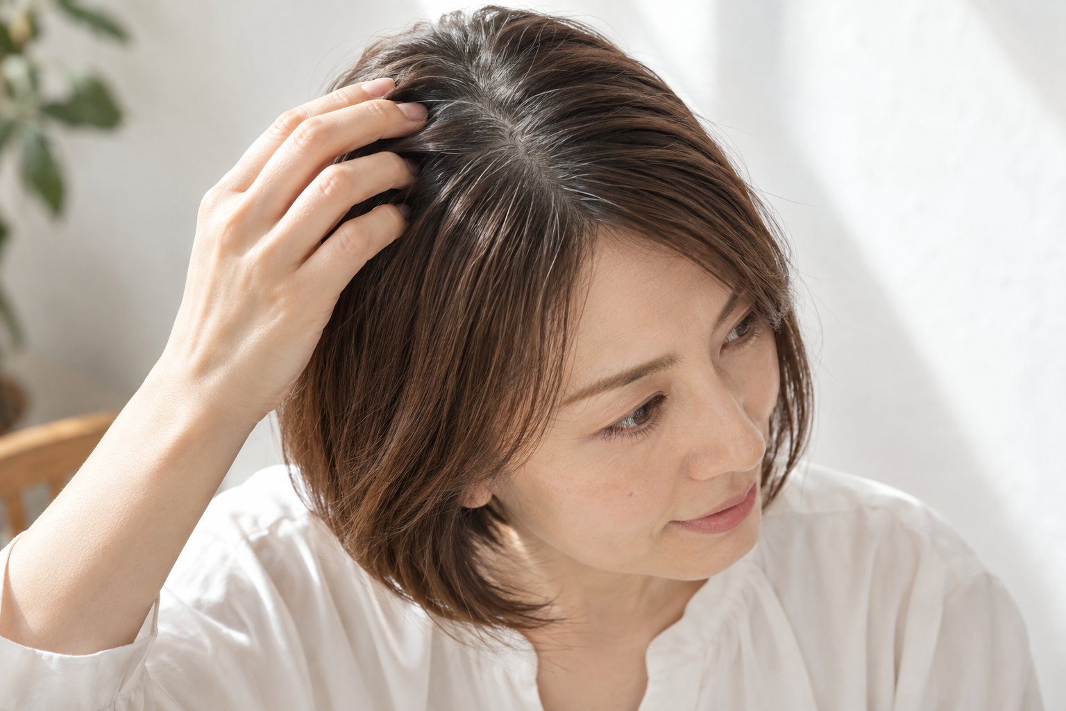 白髪染めの根元と毛先の色の差のイメージ