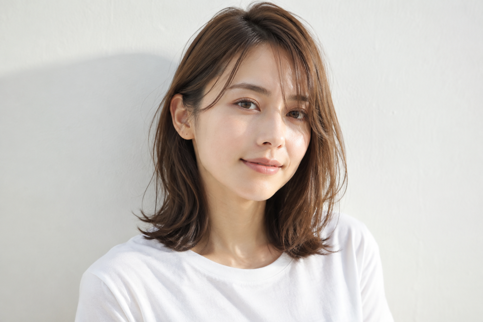 ミディアム片耳かけ自然な髪を表した自然なイメージ