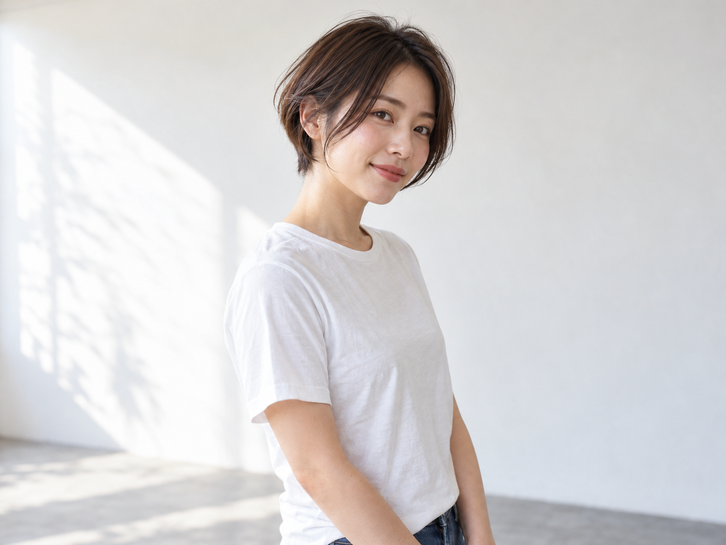 ショート頬に沿うサイドの長さを表した自然なイメージ
