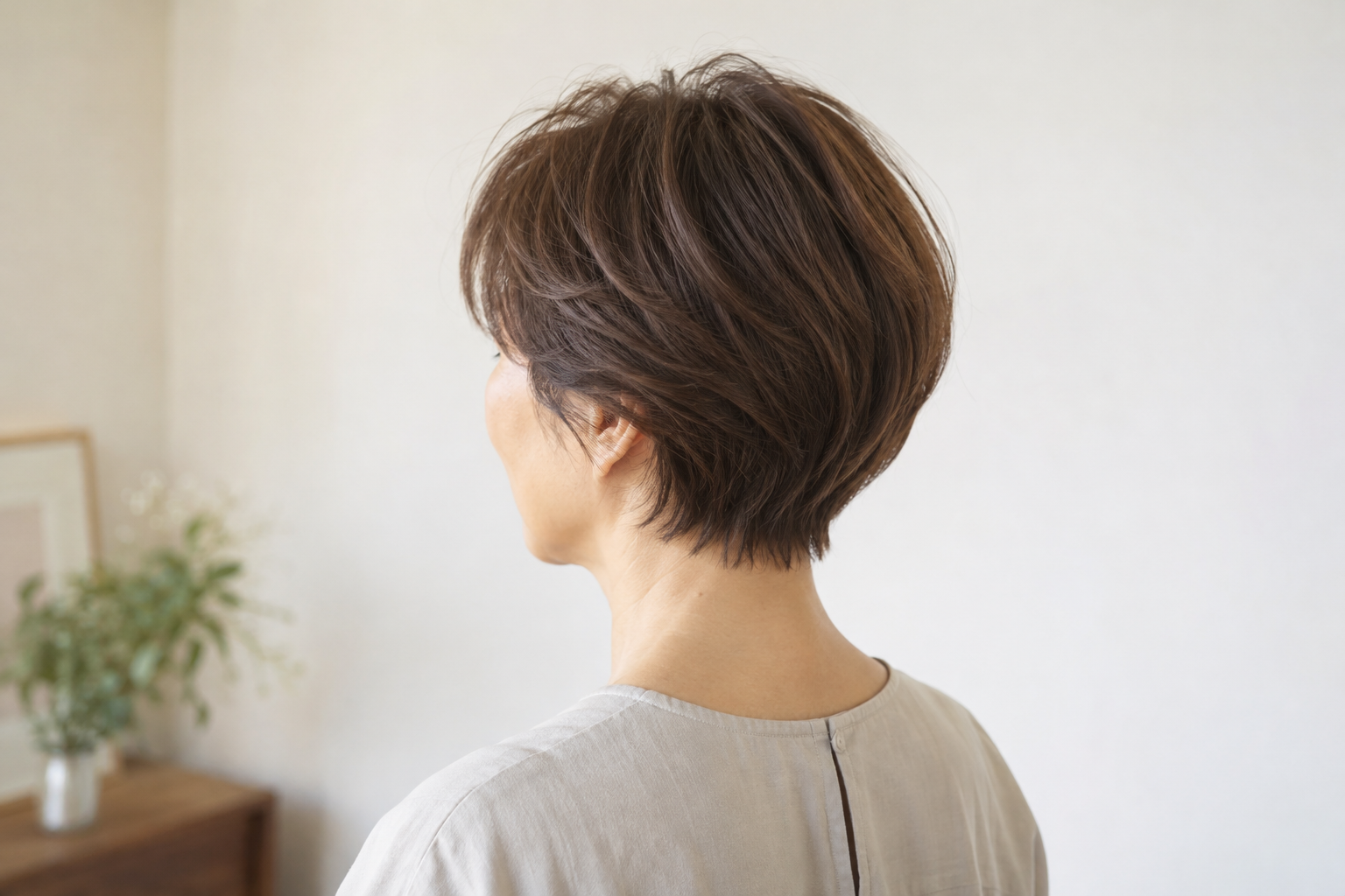 大人ショートの後頭部の丸みを伝えるイメージ