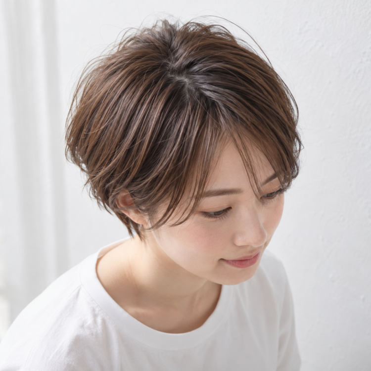 ショートトップ自然な毛流れの形や動作を示す自然なイメージ