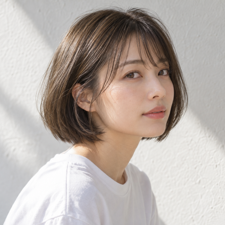 ボブ暗めオリーブブラウンを表した自然なイメージ