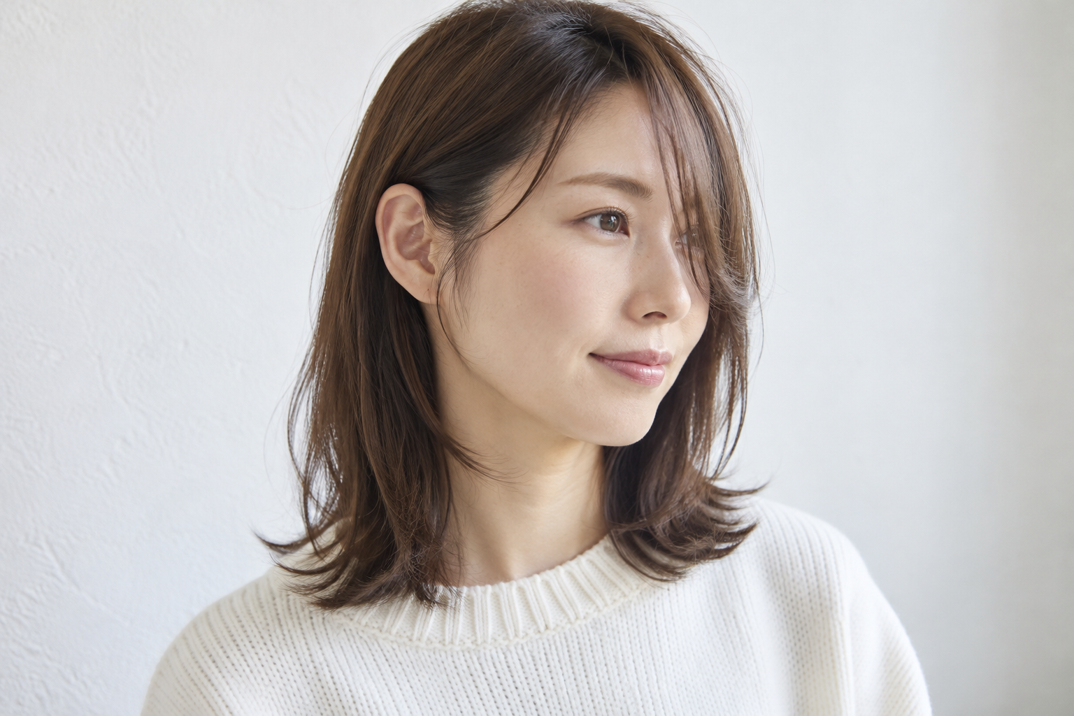 長めの前髪を耳にかけるデザインのイメージ
