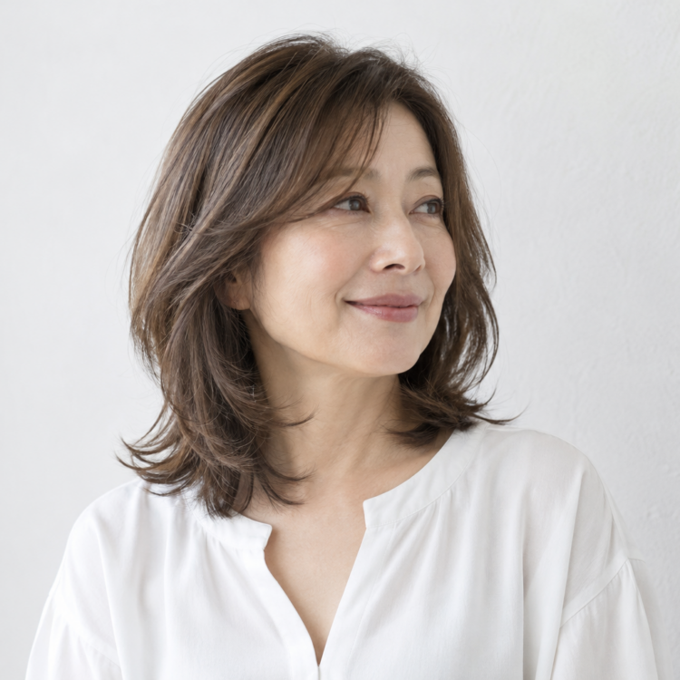 50代のミディアムの段と厚みのイメージ