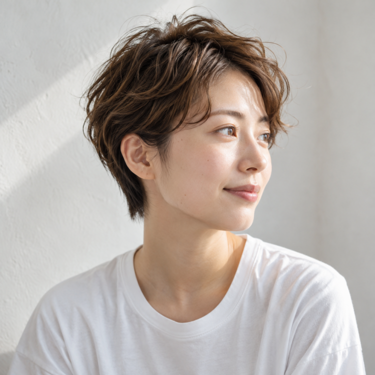 ショート柔らかいパーマの形や手順が分かる自然なイメージ