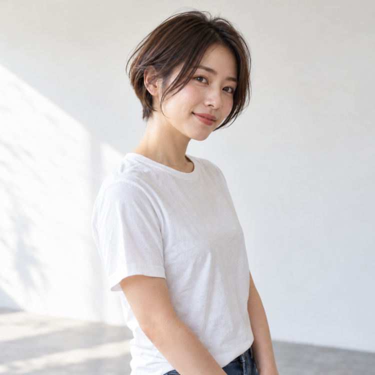 ショート頬に沿うサイドの長さを表した自然なイメージ