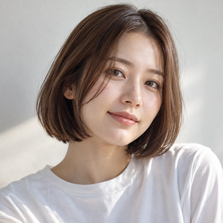 前髪なし肩上ボブ控えめな内向き毛先を表した自然なイメージ