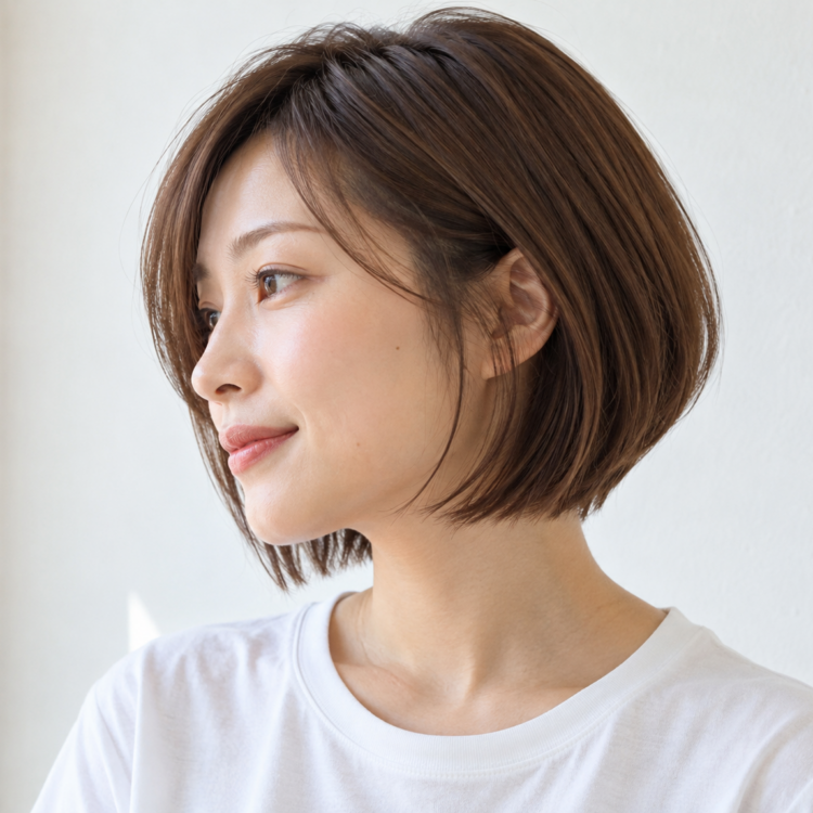 自然な前下がりボブ横顔を表した自然なイメージ
